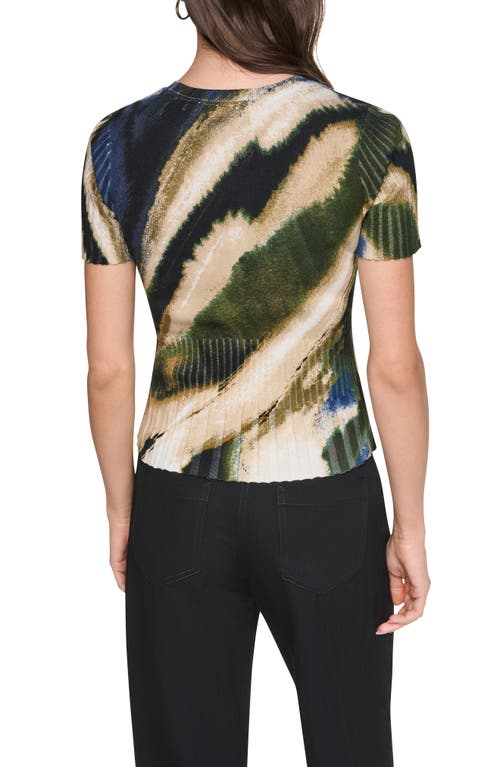 Dkny Print Mixed Rib Sweater In Multi