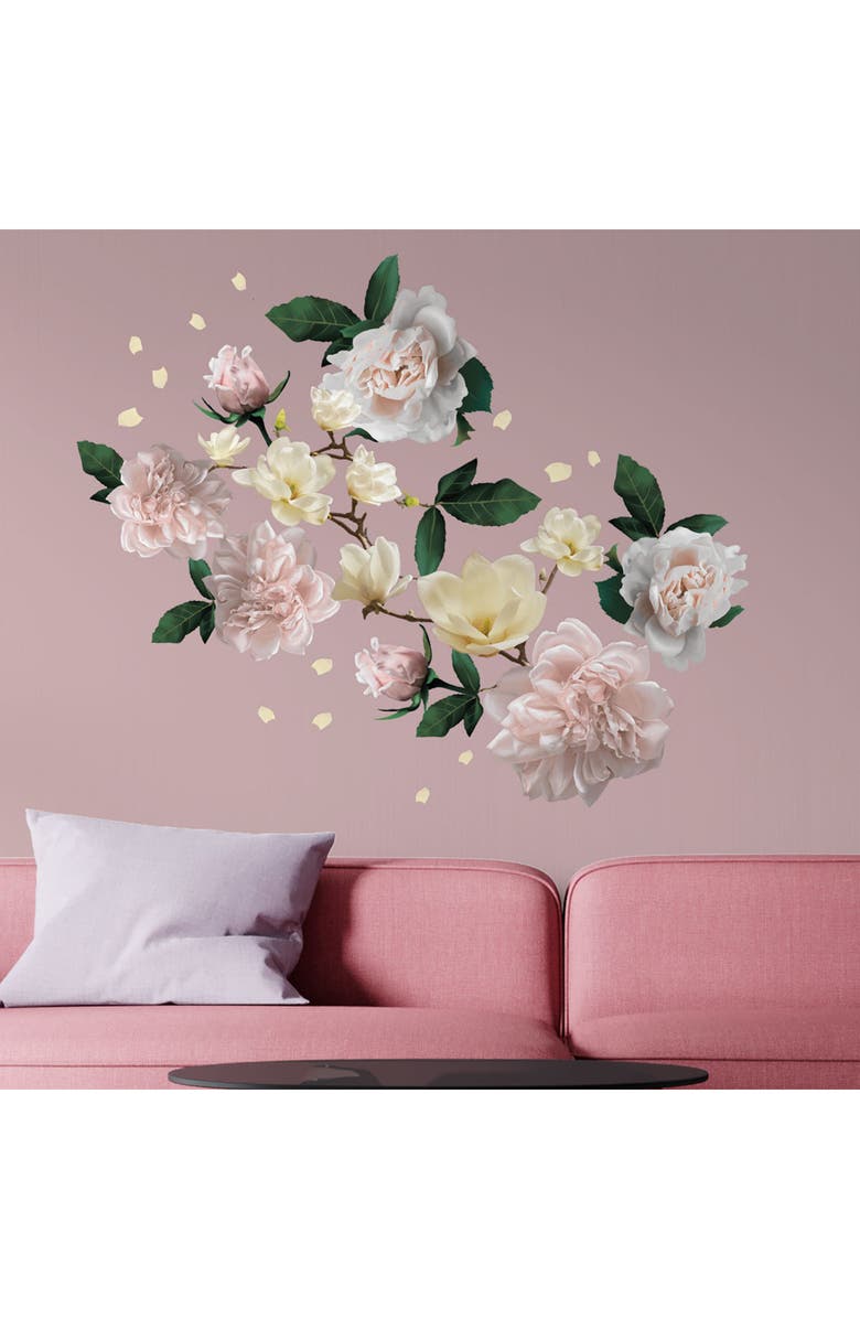 WALPLUS Magnolia & Roses Wall Decal, Alternate, color, Pink