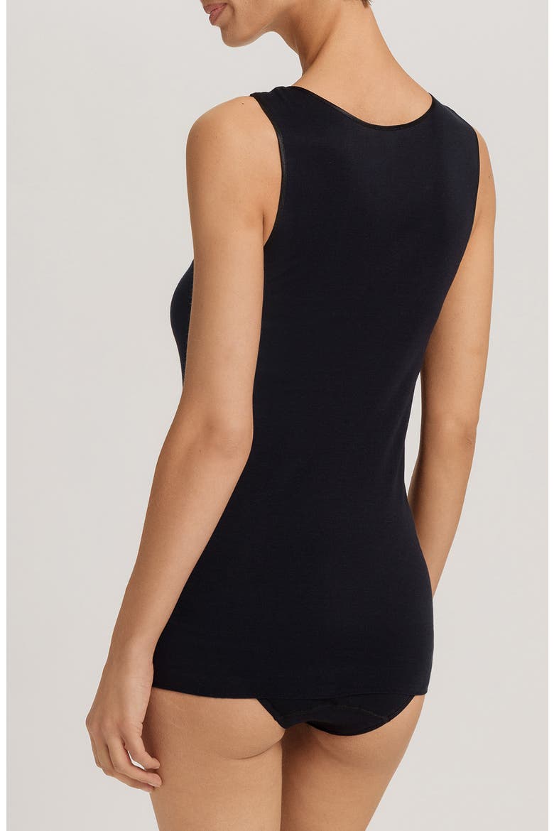 Kalea Embroidered Trim Cotton Tank Top, Alternate, color, BLACK