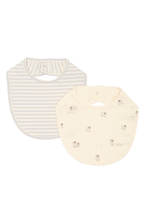 Sheep Assorted 2-Pack Cotton Jersey Snap Bibs