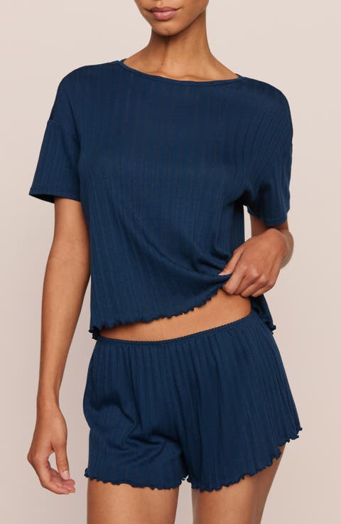 Pointelle Rib Pajama Shorts