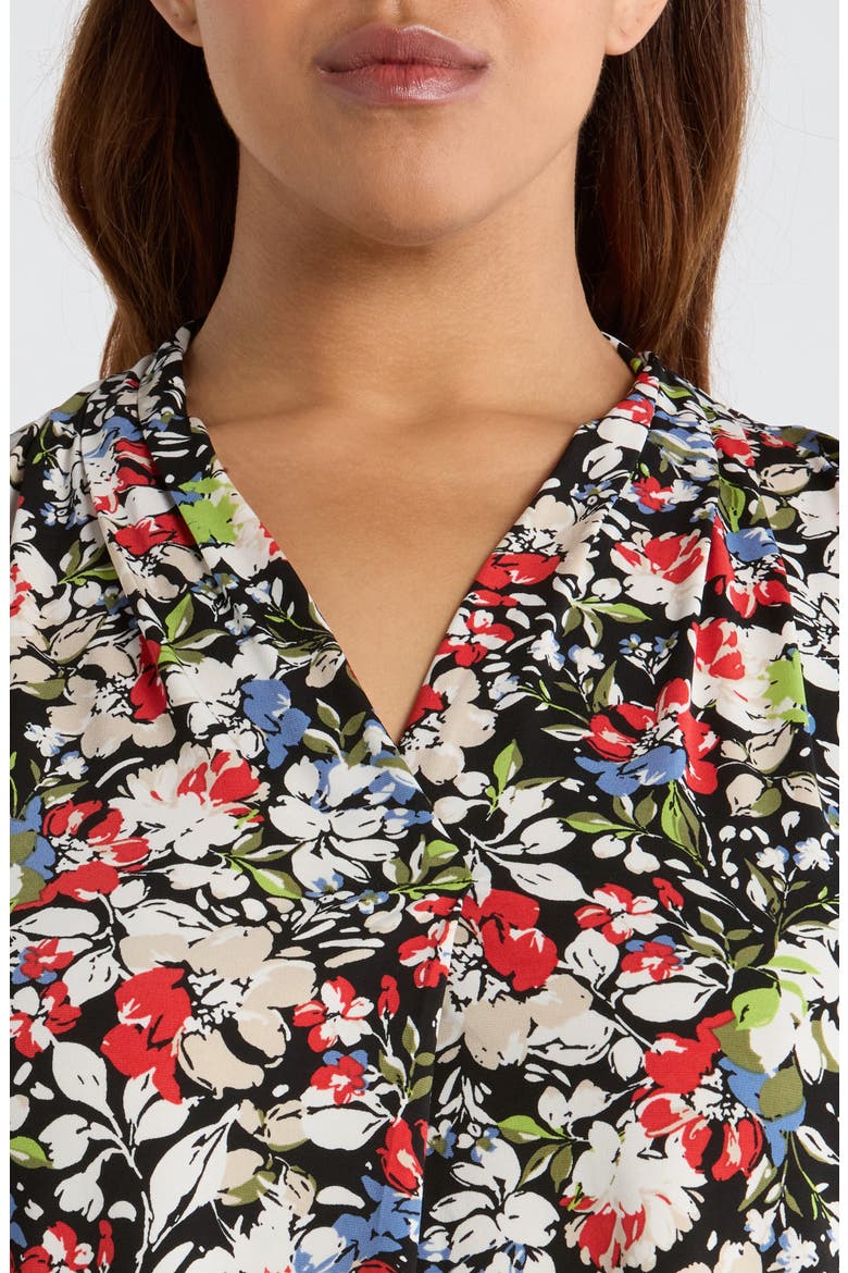 Abstract Print V-Neck Button-Up Knit Top, Alternate, color, ANNE BLACK MULTI
