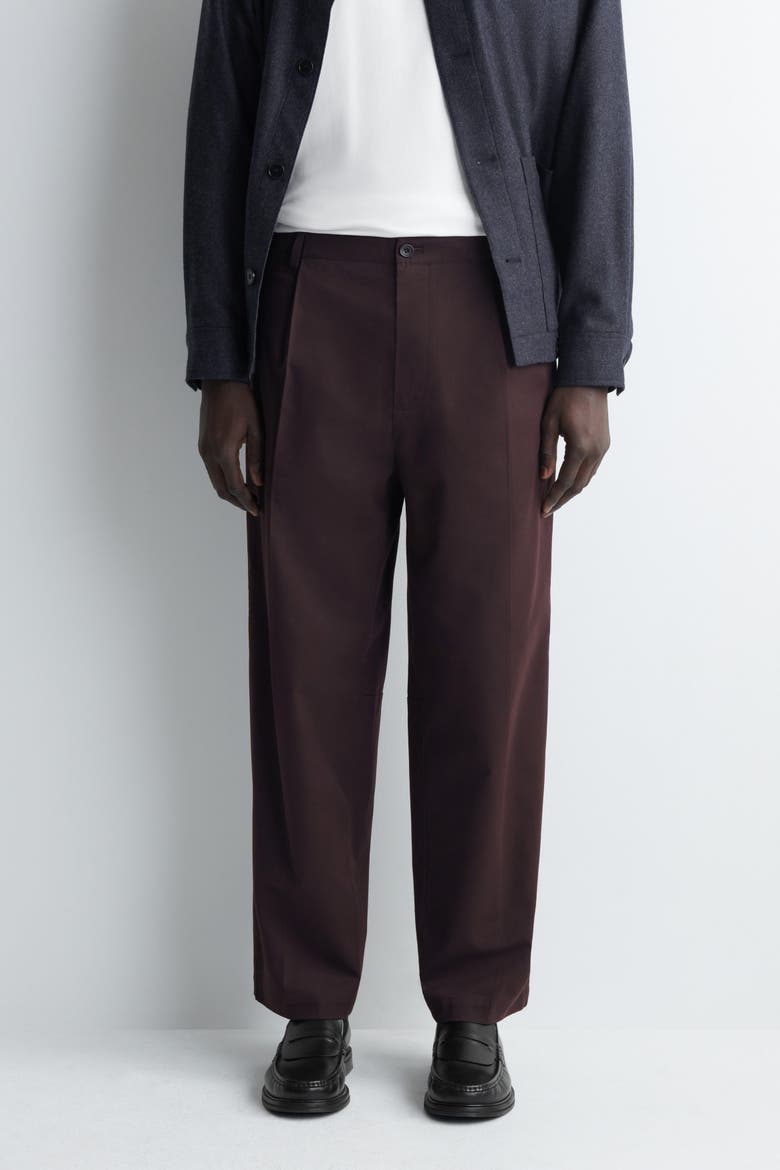 Cropped Cotton Straight-Leg Trousers, Alternate, color, BROWN