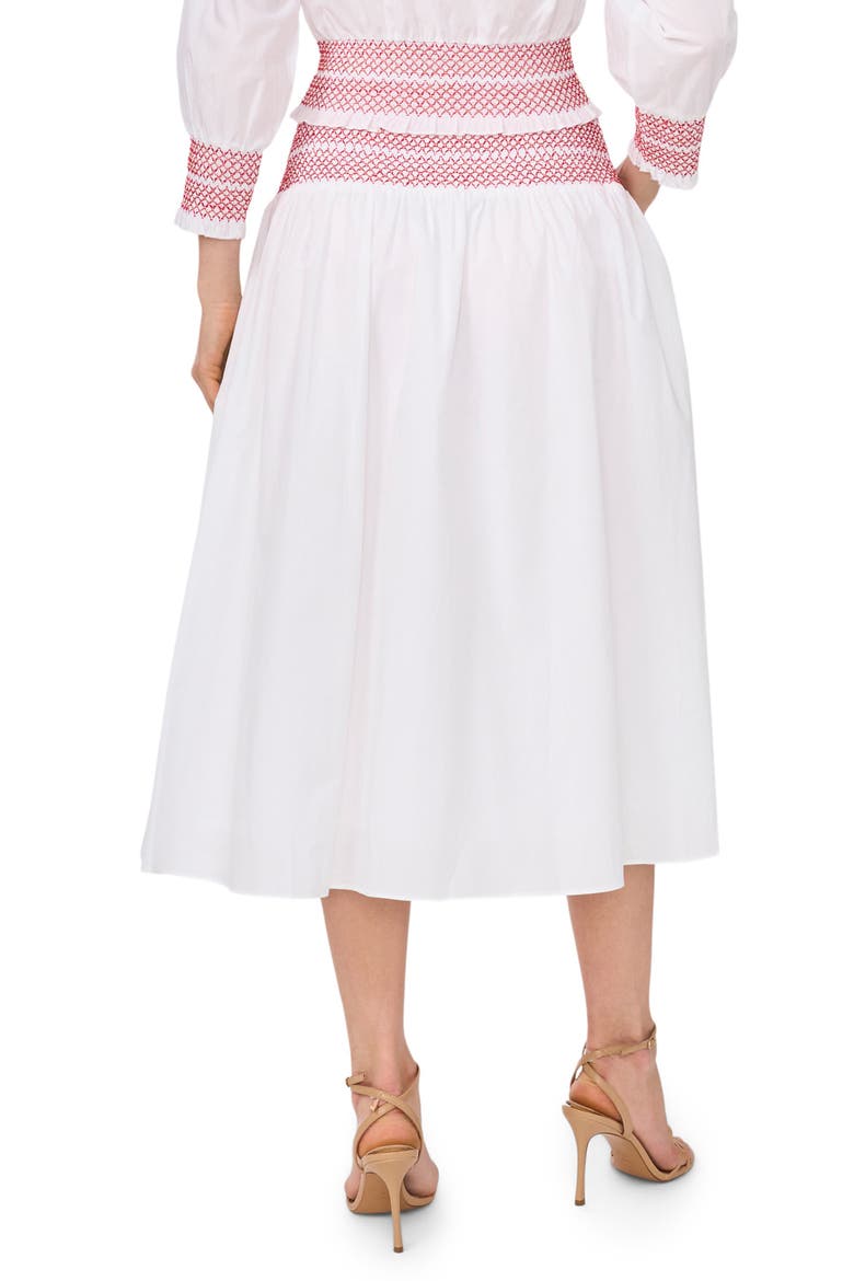 Smocked Waist Midi Skirt, Alternate, color, ULTRA WHITE