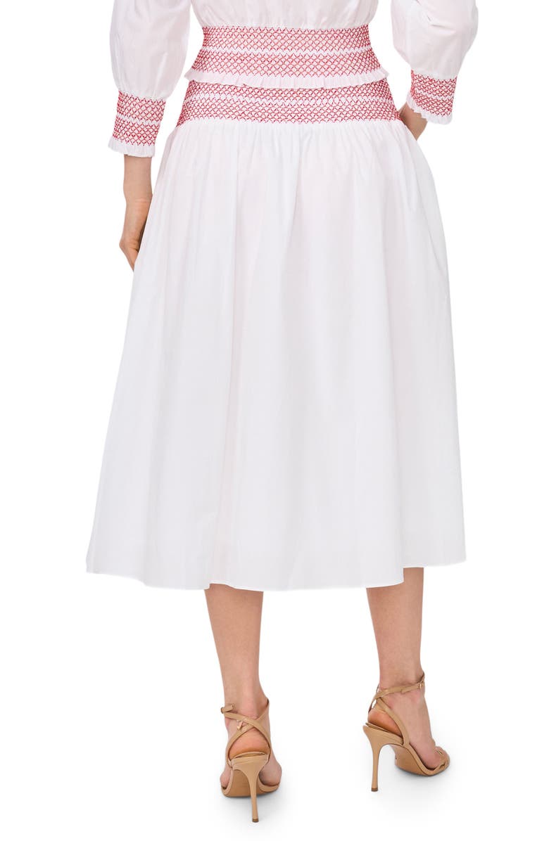 1.STATE Smocked Waist Midi Skirt, Alternate, color, Ultra White