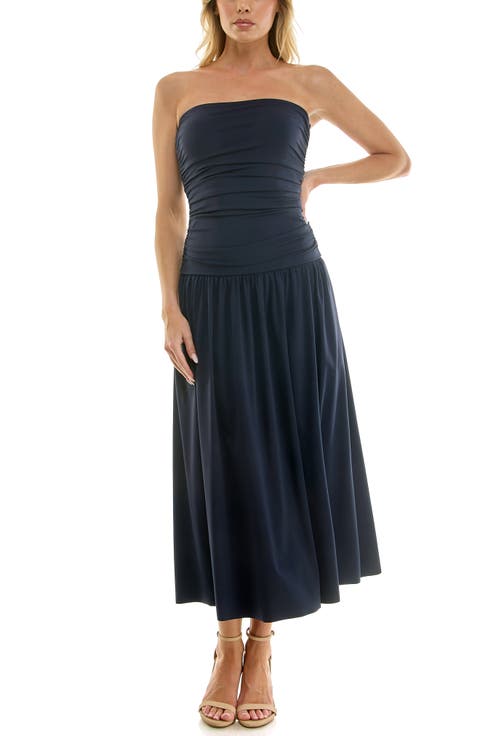 Ruched Bodice Strapless Dress