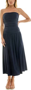 Socialite Ruched Bodice Strapless Dress