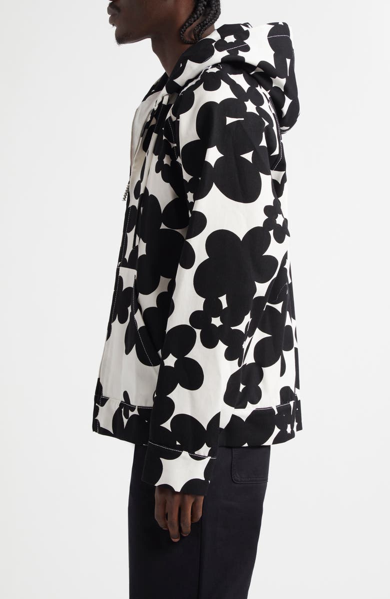 Marni Dillies Floral Cotton Gabardine Zip Hoodie, Alternate, color, 
