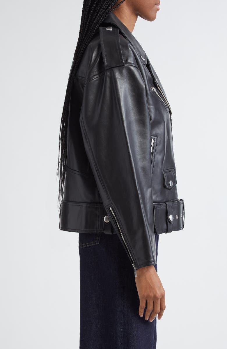 Stand Studio Isobelle Oversize Leather Moto Jacket, Alternate, color,
