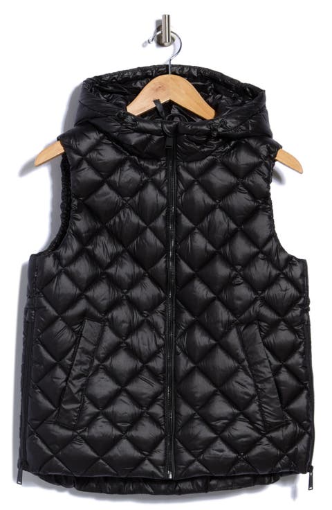 Hooded Diamond Quilted High Low Vest