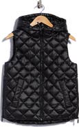 DKNY Hooded Diamond Quilted High Low Vest