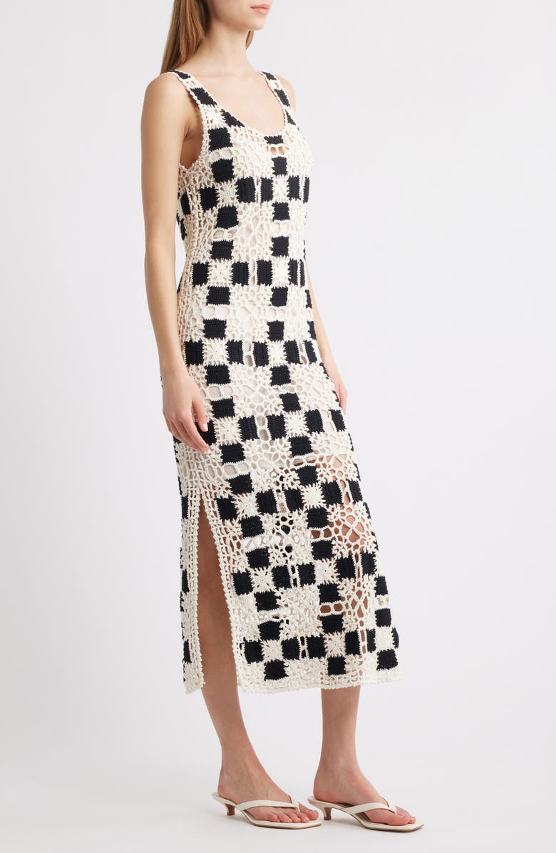 Cleobella Lily Sleeveless Crochet Midi Dress, Alternate, color, Ivory / Black