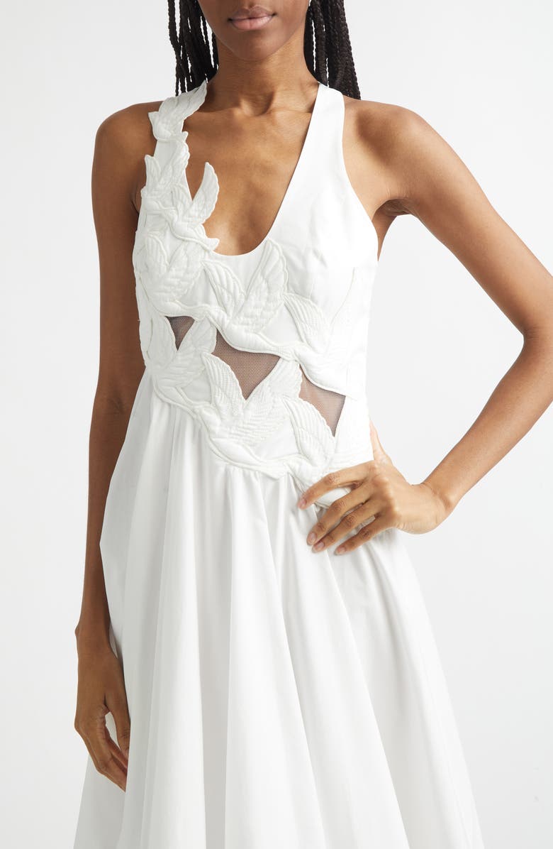 Zimmermann Luna Appliqué Midi Dress, Alternate, color, Ivory