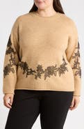 Vince Camuto Lace Appliqué Crewneck Sweater