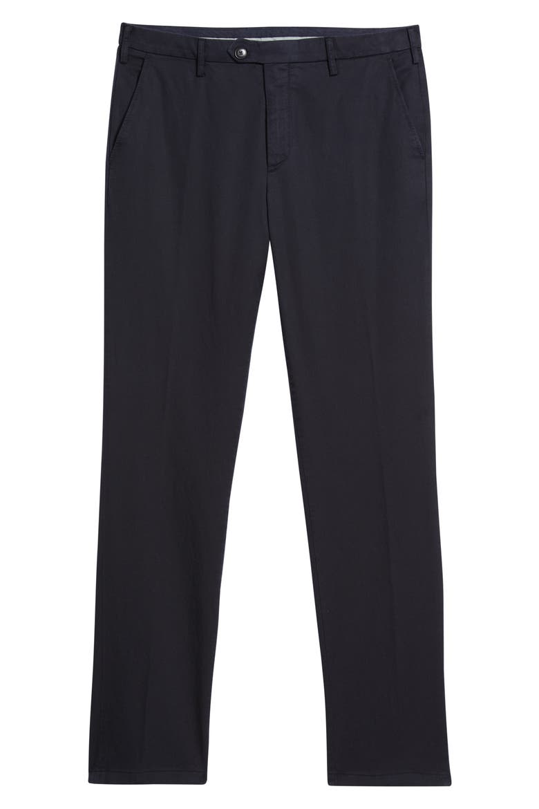 Flat Front Stretch Cotton Blend Gabardine Chinos, Alternate, color, NAVY