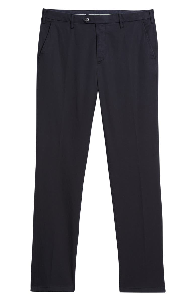Canali Flat Front Stretch Cotton Blend Gabardine Chinos, Alternate, color, Navy