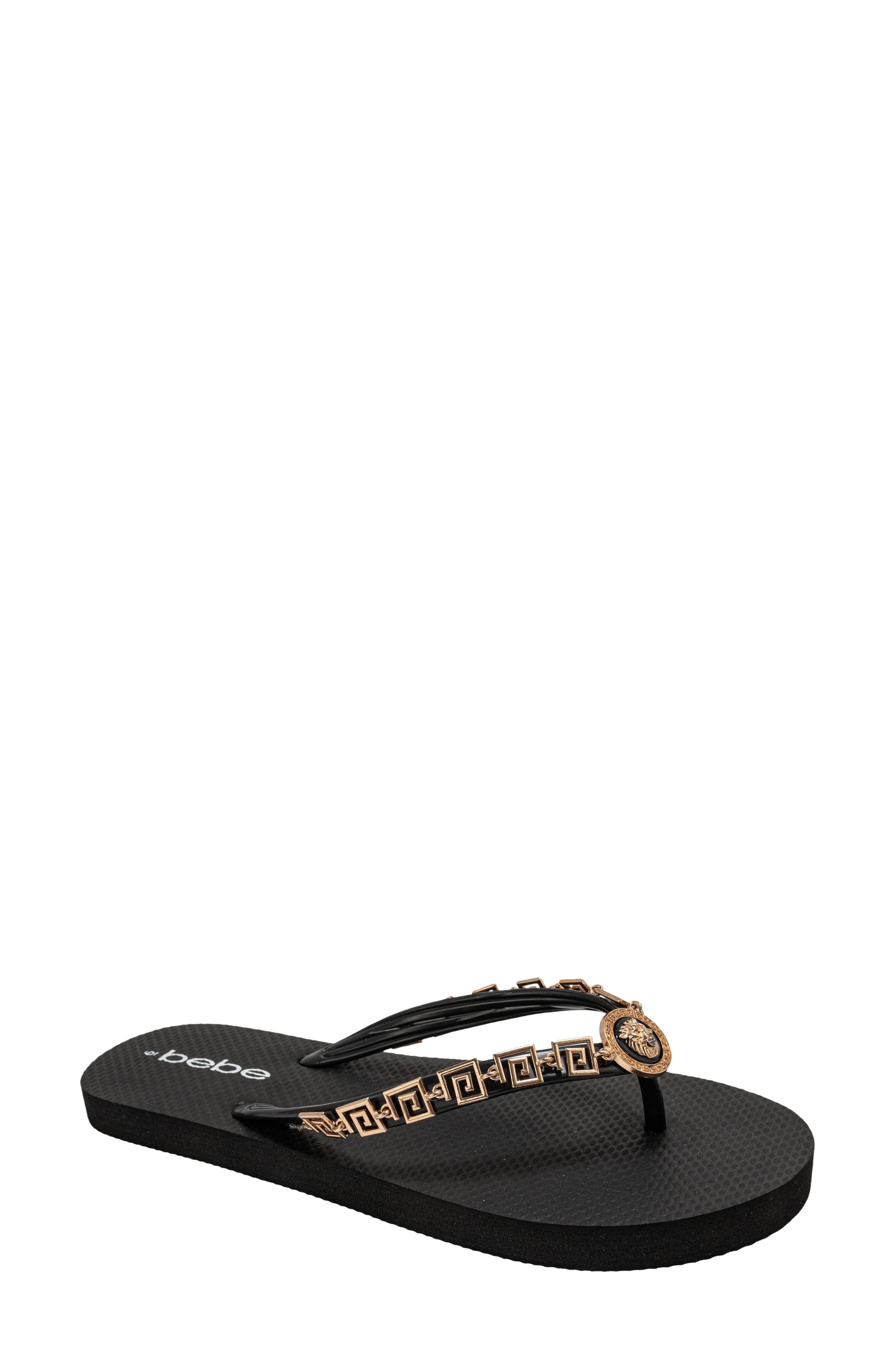bebe Lion Charm Thong Flip Flop