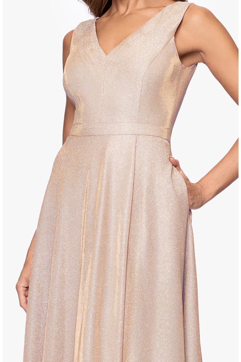 Galaxy Sleeveless Glitter Gown, Alternate, color, BLUSH/ SILVER