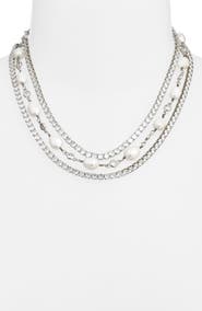 VIDAKUSH Freshwater Pearl & Cubic Zirconia Layered Choker