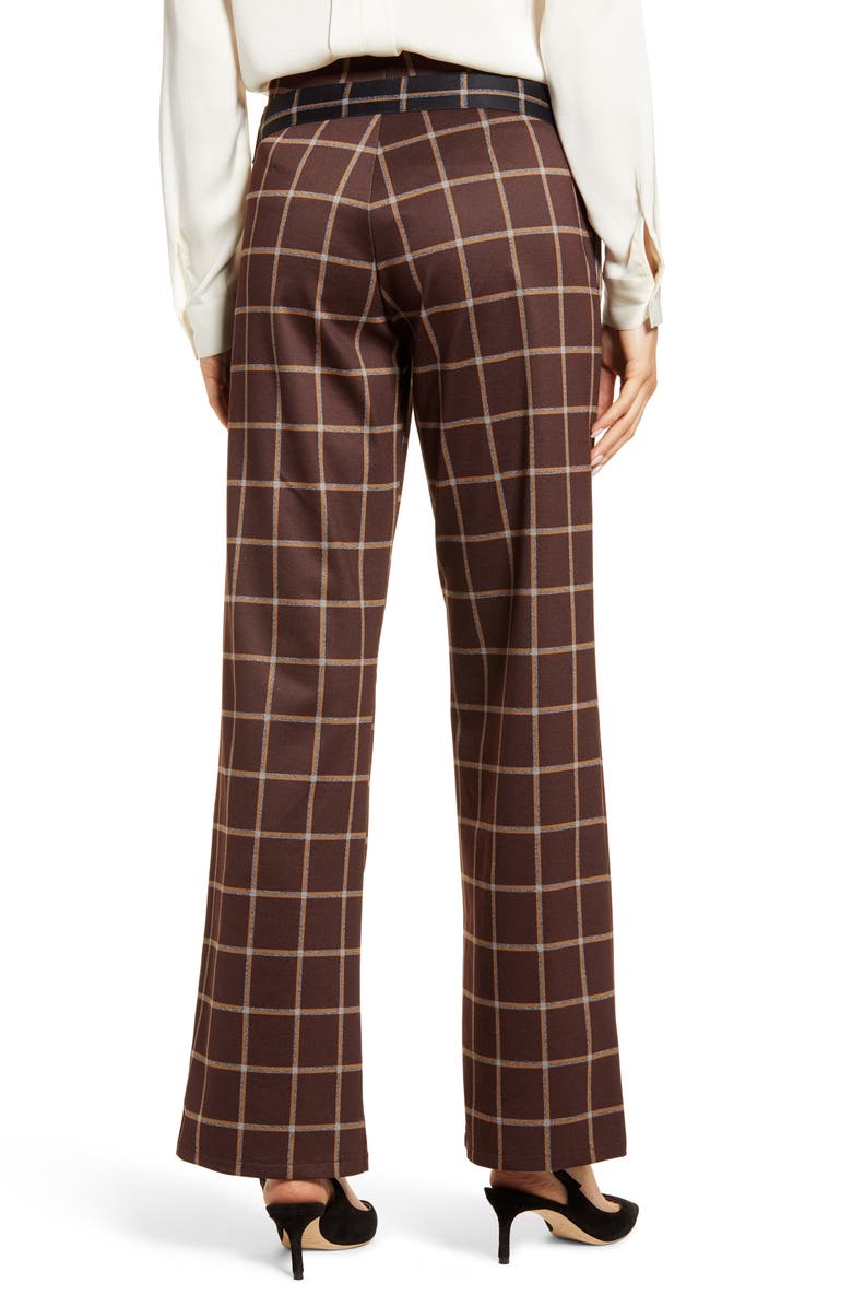 Hue Plaid Belted Wide Leg Pants, Alternate, color,