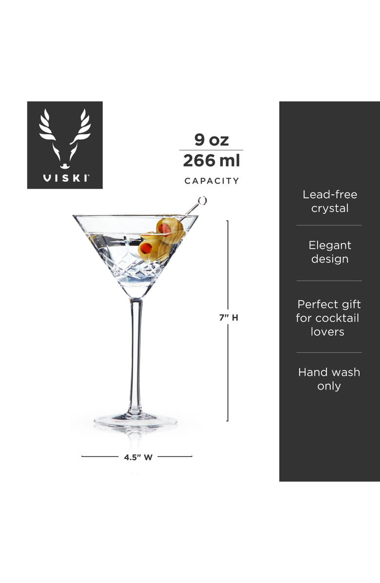 Viski Admiral Crystal Martini Glasses Set of 2, Alternate, color, Clear