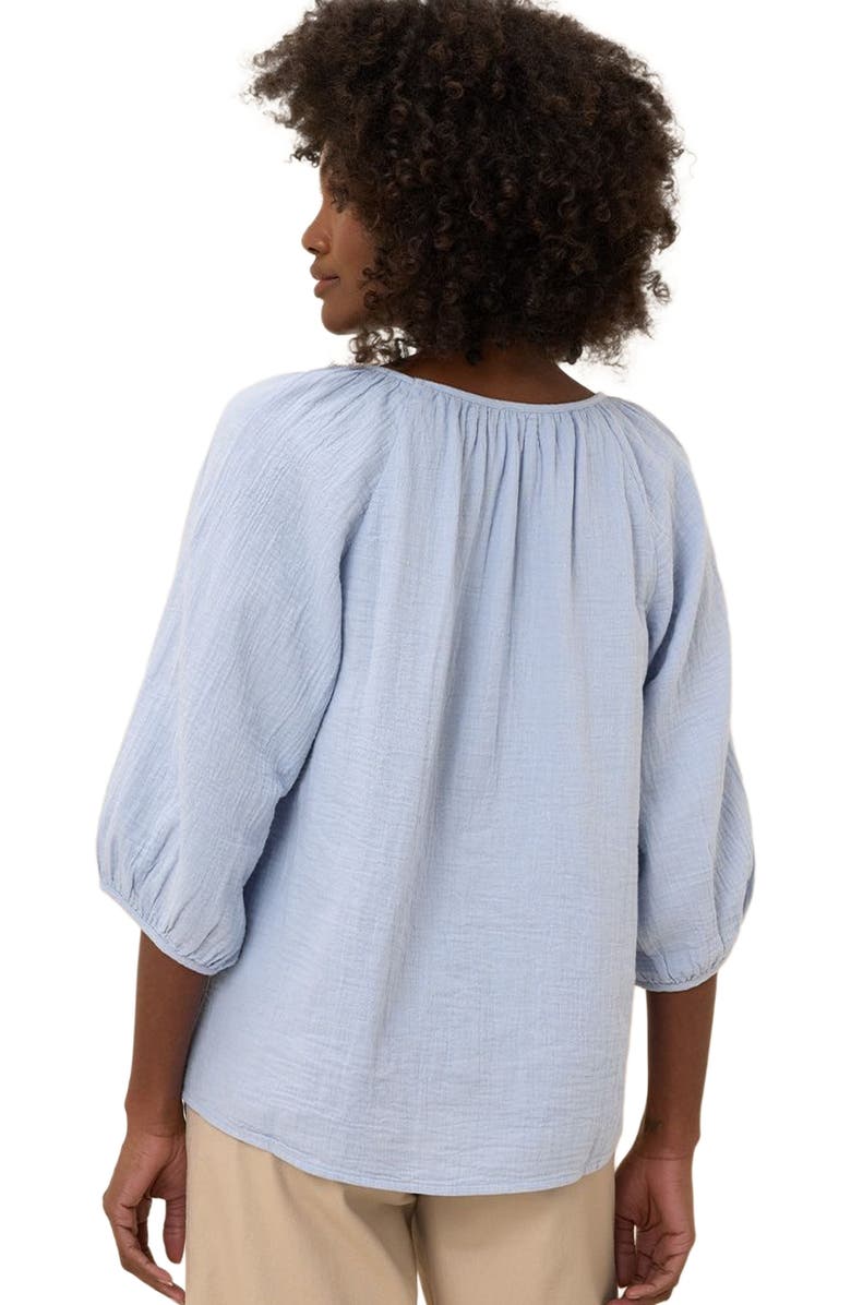 Pact Organic Cotton Coastal Double Gauze Scoop Neck Top, Alternate, color, Cornflower Blue