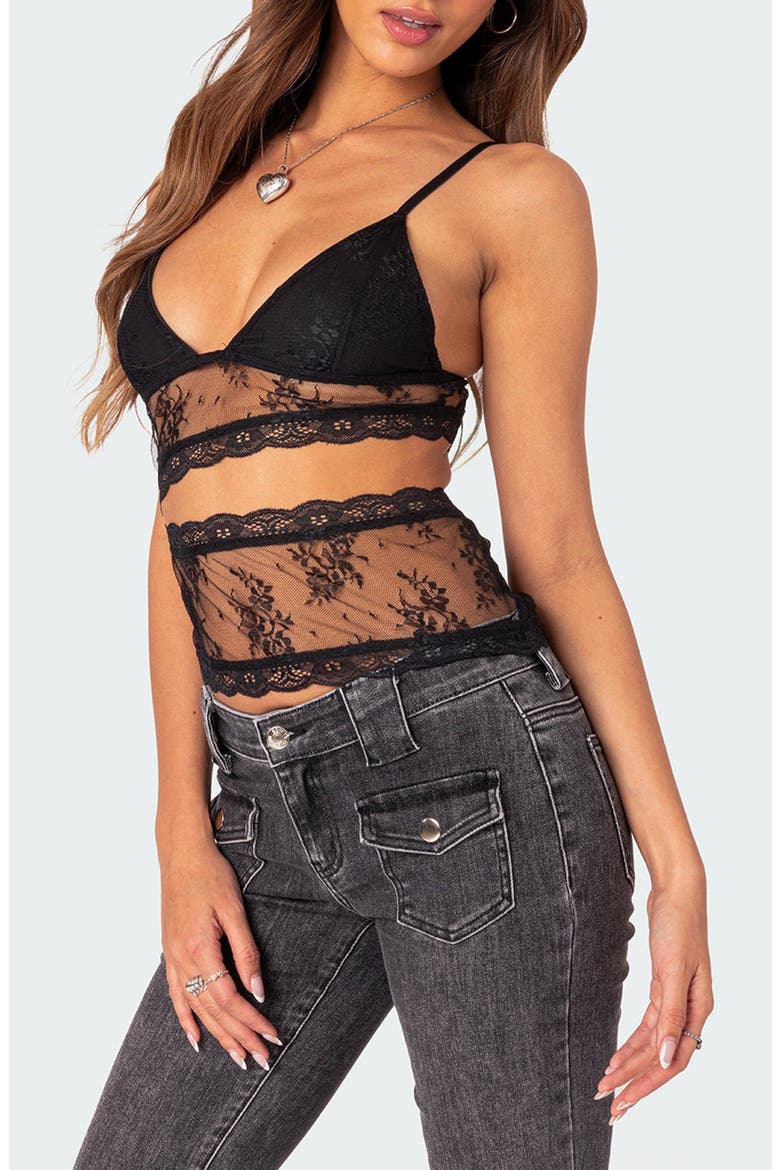 Spice Cutout Sheer Lace Camisole, Alternate, color, BLACK