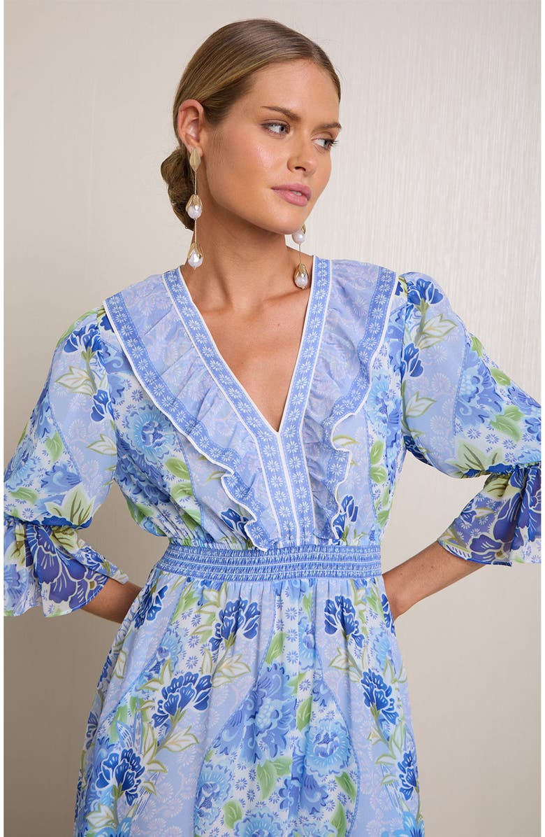 Hale Bob Meridian Chiffon Maxi Dress, Alternate, color, Blue