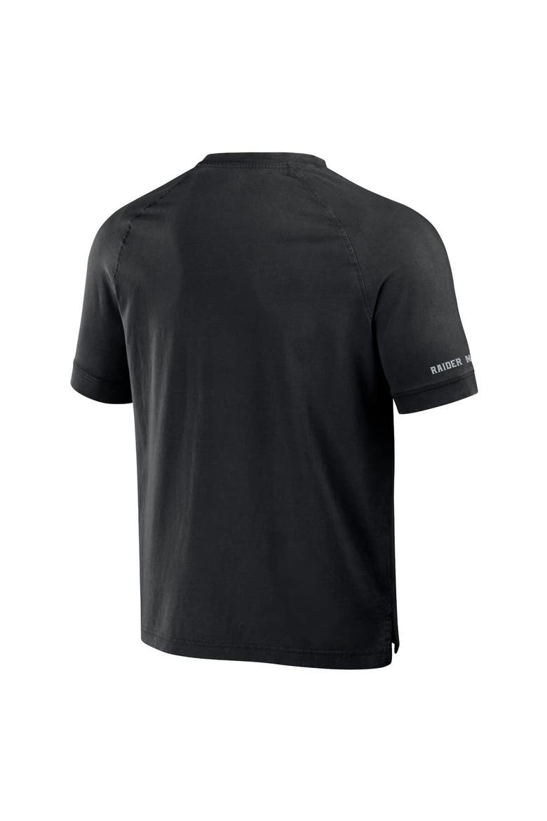 Men's NFL x Darius Rucker Collection by Fanatics Black Las Vegas Raiders Washed Raglan Henley T-Shirt, Alternate, color, Black