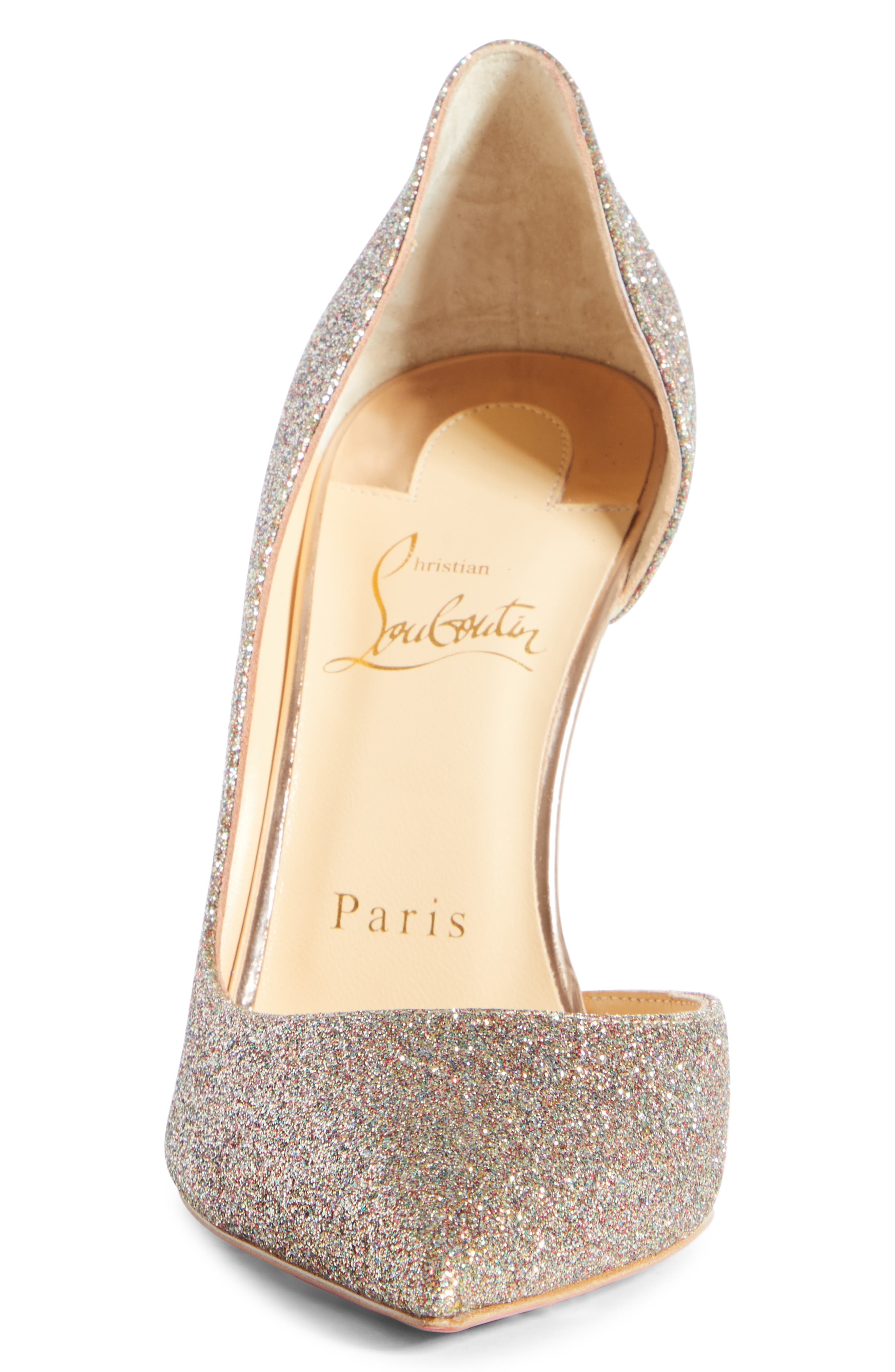 Christian Louboutin Iriza Half d'Orsay Glitter Pump, Alternate, color, 