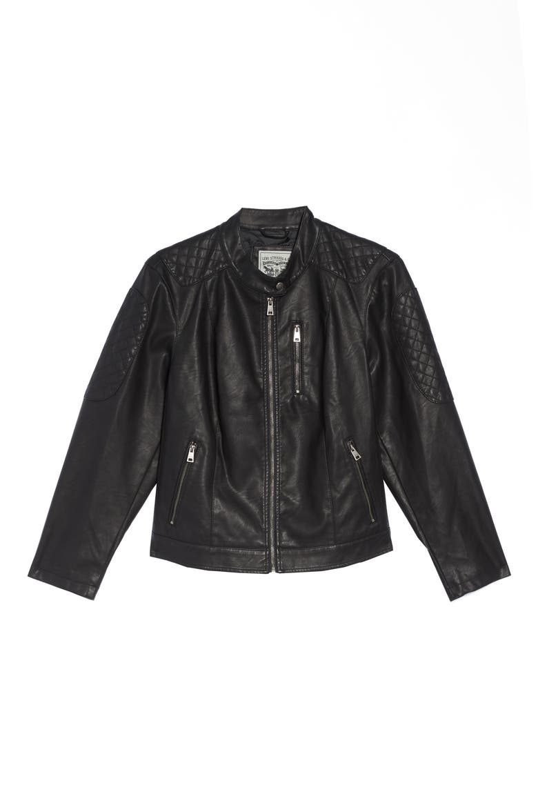 LEVIS® Faux Leather Moto Jacket, Alternate, color, BLACK