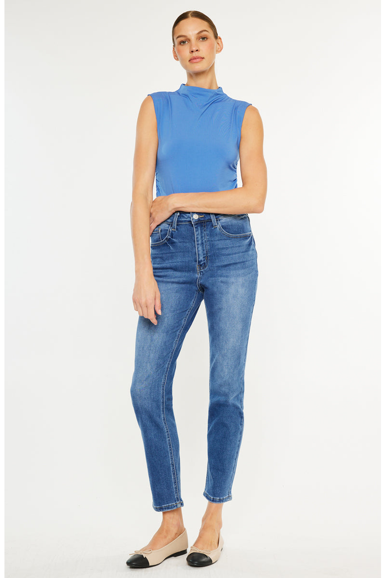 Adaline Essentials High Rise Slim Straight Jeans, Alternate, color, Medium Wash