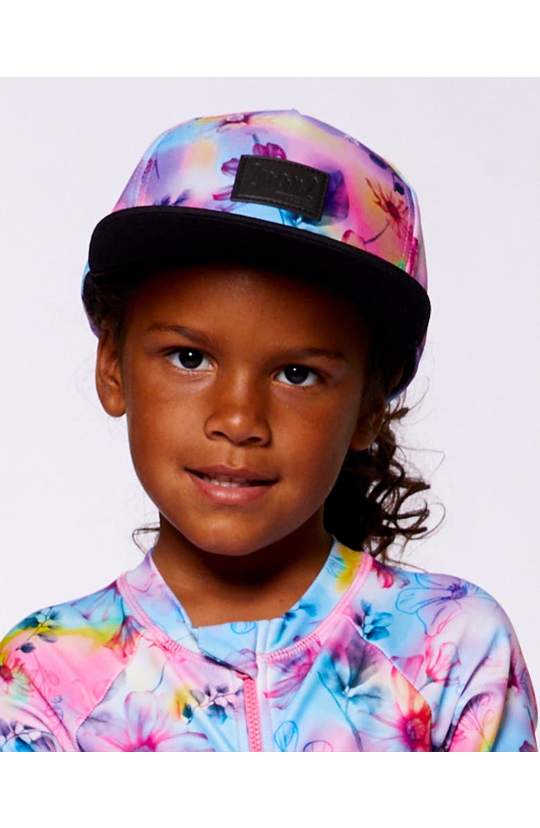 Deux par Deux Girl's Printed Cap Butterflies On Multicolored And Black Background, Alternate, color, 