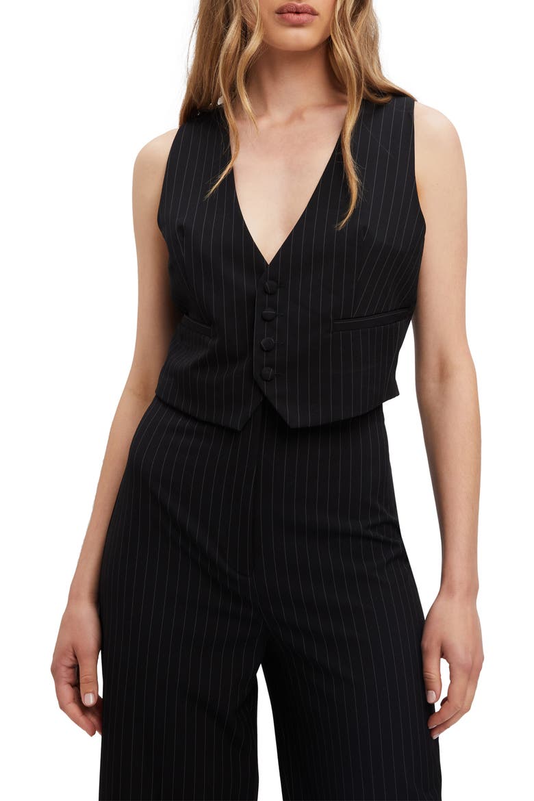 Callista Pinstripe Vest, Main, color, BLACK/ WHITE