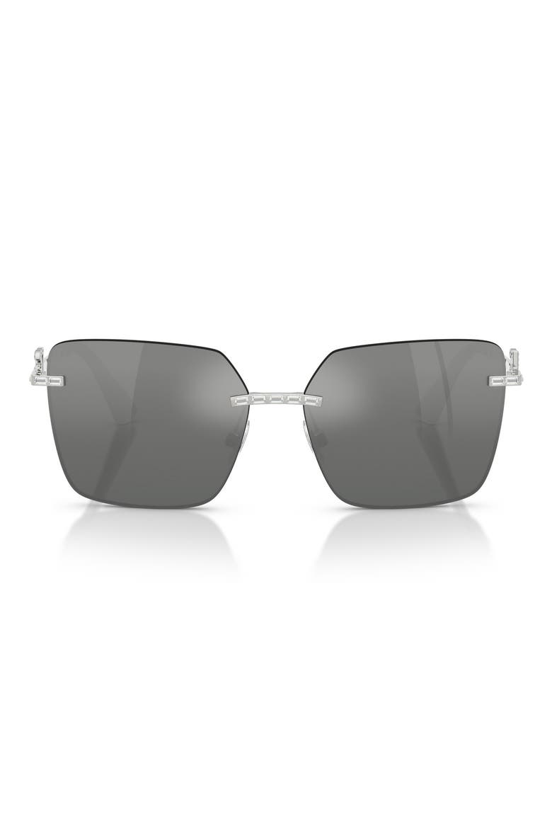 59mm Rimless Square Sunglasses, Main, color, SILVER / GREY MIRROR SILVER