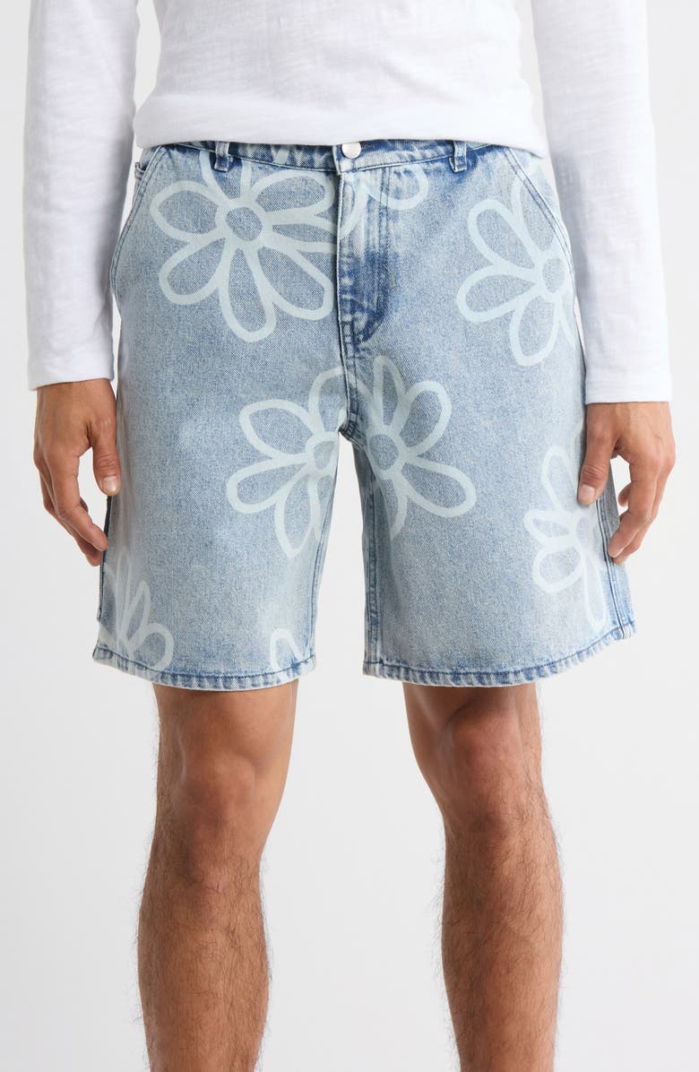 WeSC Daisy Denim Carpenter Shorts, Main, color, Authentic Light Wash