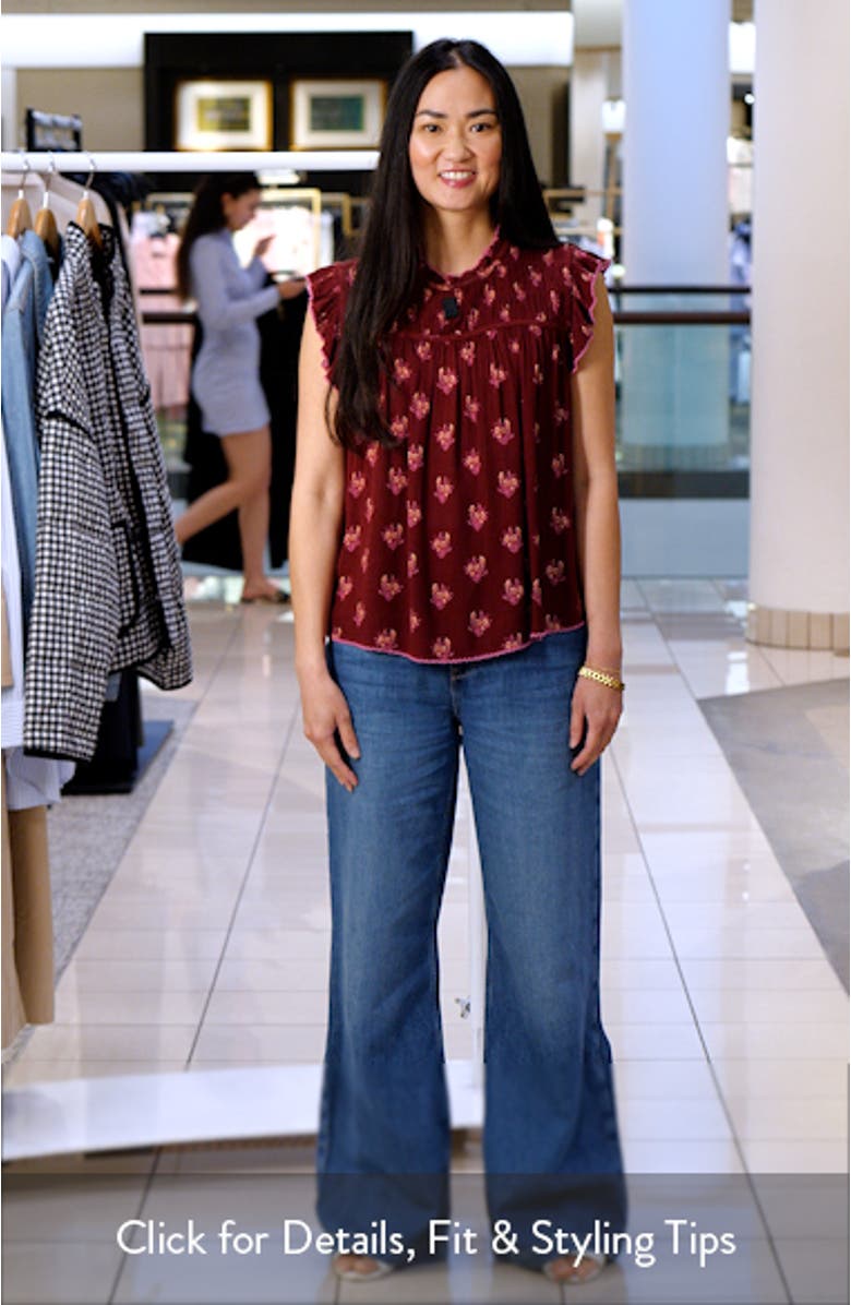 Shirred Ruffle Sleeve Top, sales video thumbnail