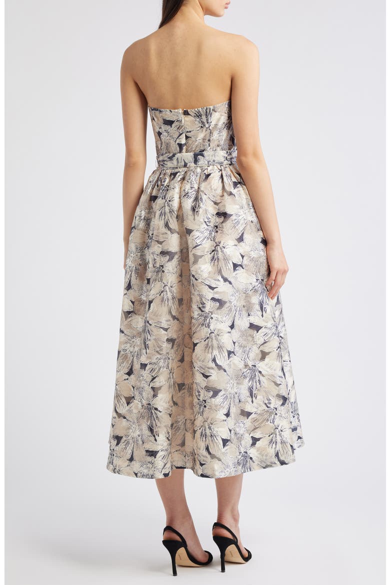 Strapless Floral Jacquard Dress, Alternate, color, IVORY MULTI
