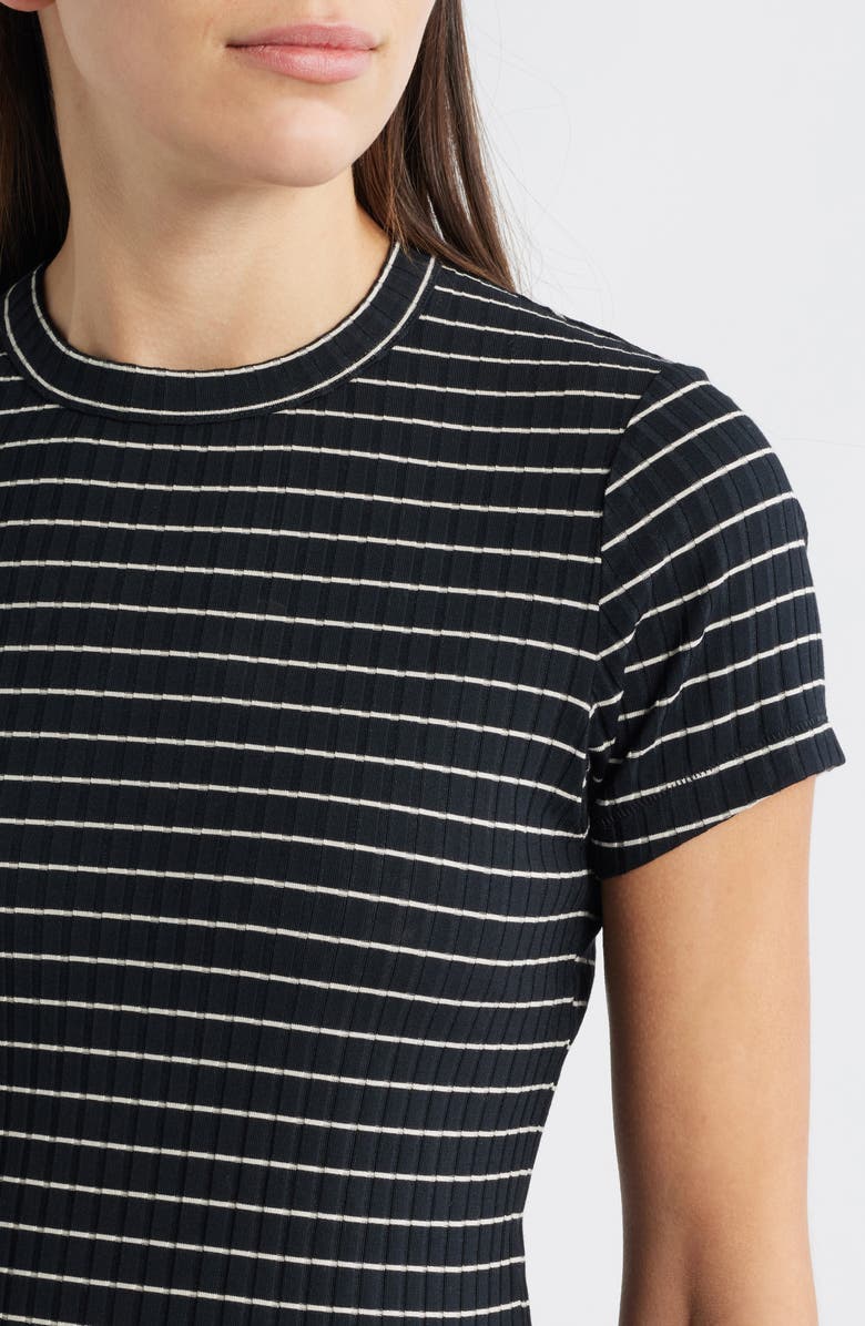 rag & bone Luca Stripe Rib Baby T-Shirt, Alternate, color, Black/ Ivory
