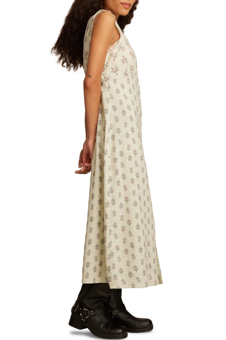 Floral Linen Blend Dress, Alternate, color, SAGE MULTI