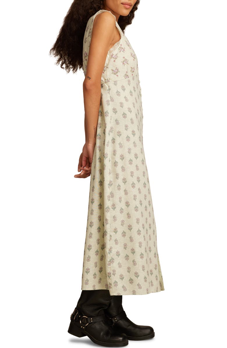 Lucky Brand Floral Linen Blend Dress, Alternate, color, 