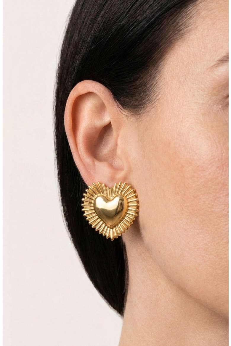 Oversize Puffy Heart Statement Earrings, Alternate, color, GOLD