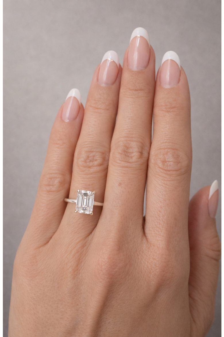 Valentina Moissanite 3 ct. t.w. Emerald Cut Solitaire Ring in Gold Vermeil, Alternate, color, Silver