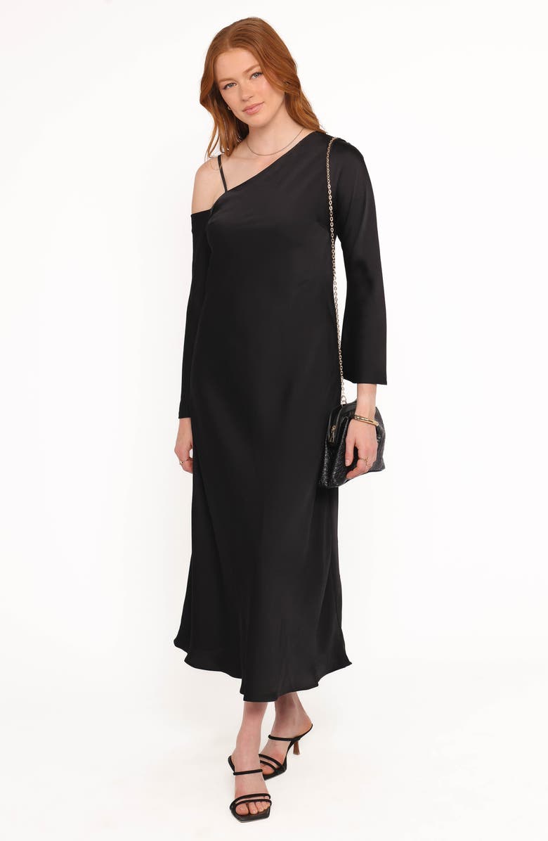 Petal & Pup Lindra One-Shoulder Long Sleeve Maxi Dress, Alternate, color, Black