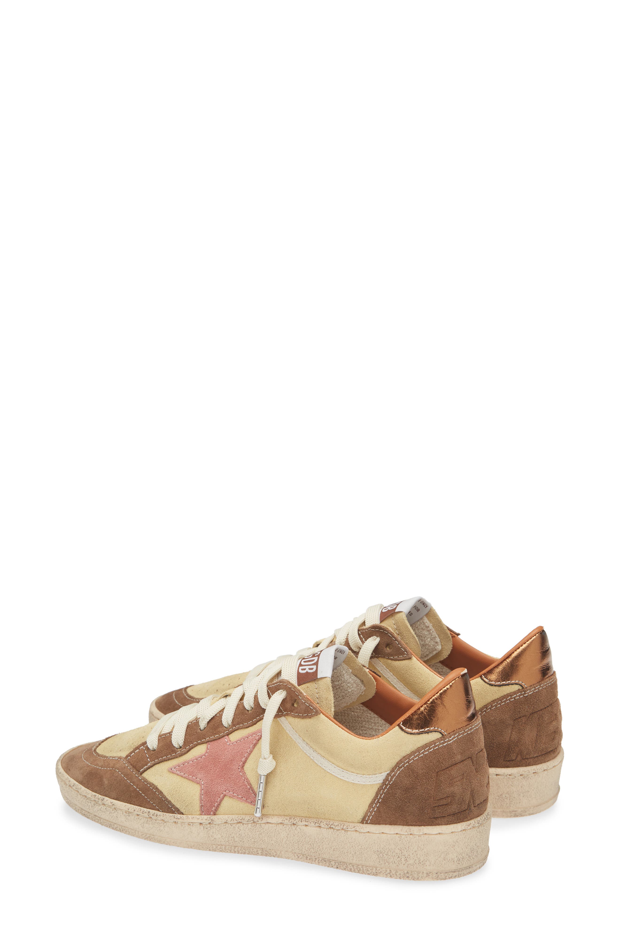 Suede Ball Star Sneaker, Alternate, color, YELLOW/ BEIGE/ PINK/ BRONZE