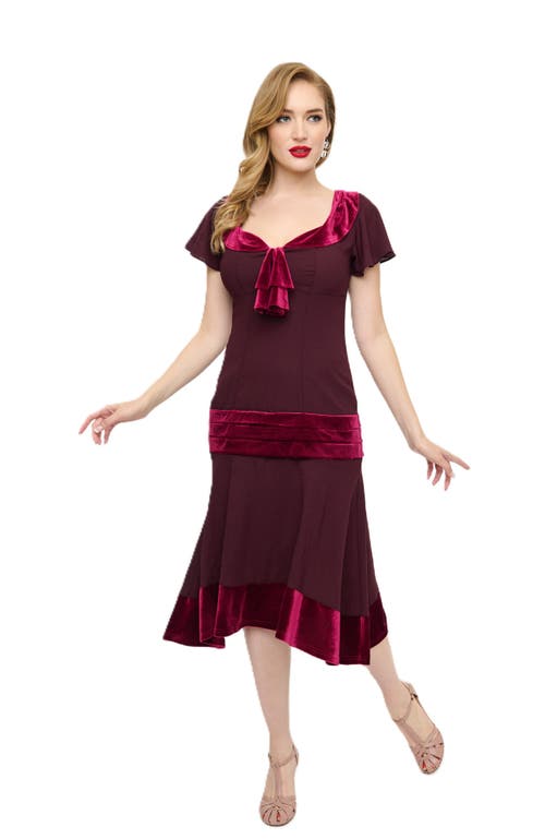 Unique Vintage 1920s Wilshire Flapper Day Dress In Burgundy