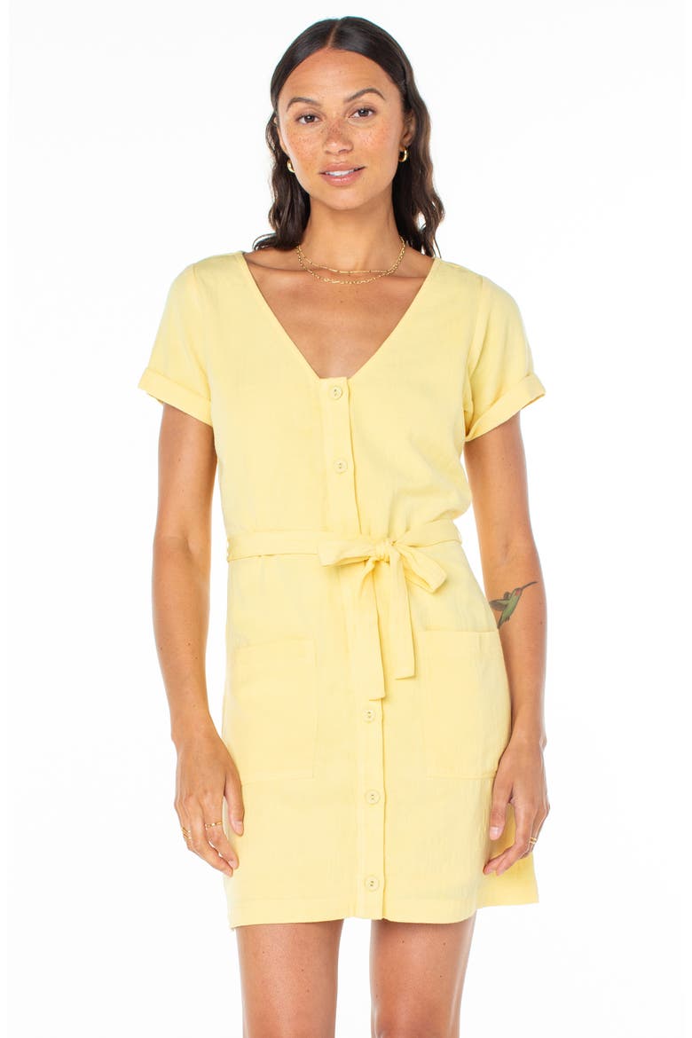 Kona Belted Button-Up Minidress, Alternate, color, SNAPDRAGON SOLID