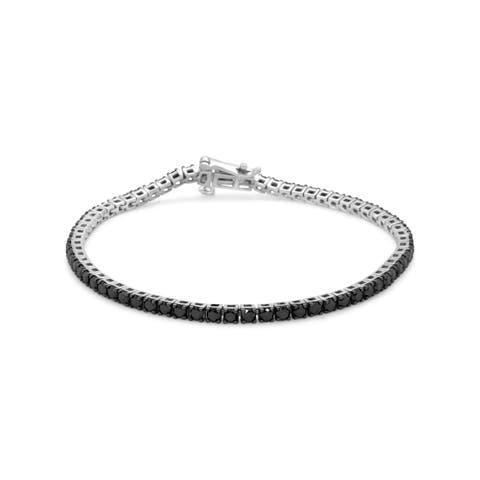 Silver 4.0 Cttw Treated Black Diamond Classic Tennis Bracelet