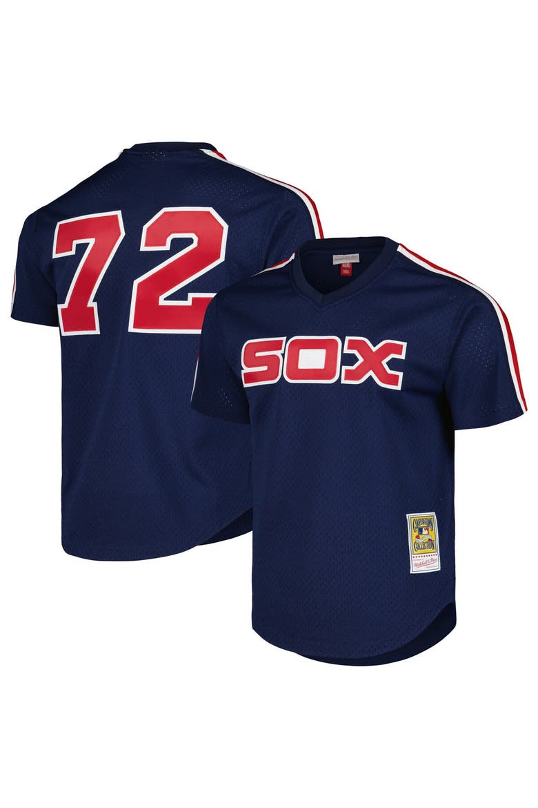 Men's Mitchell & Ness Carlton Fisk Navy Chicago White Sox Cooperstown Collection Mesh Batting Practice Jersey, Alternate, color, Navy