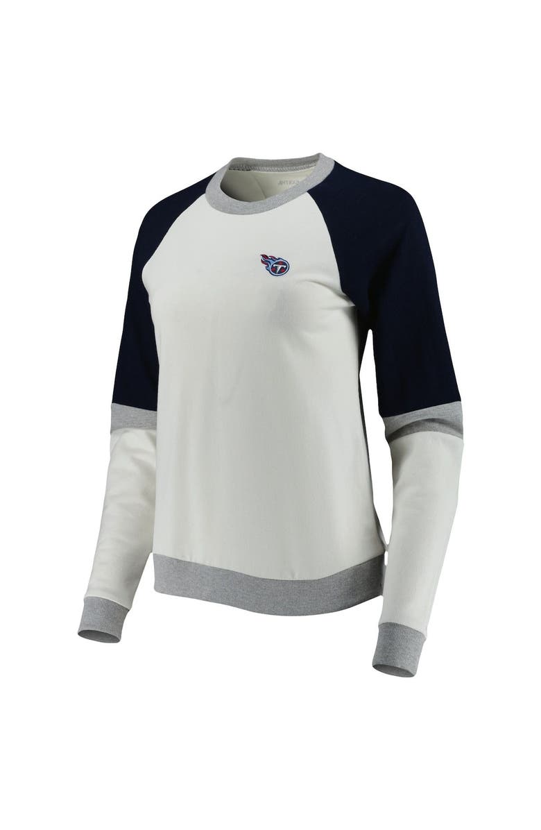 ANTIGUA Women's Antigua Cream/Navy Tennessee Titans Avenue Raglan Pullover Sweatshirt, Alternate, color, 